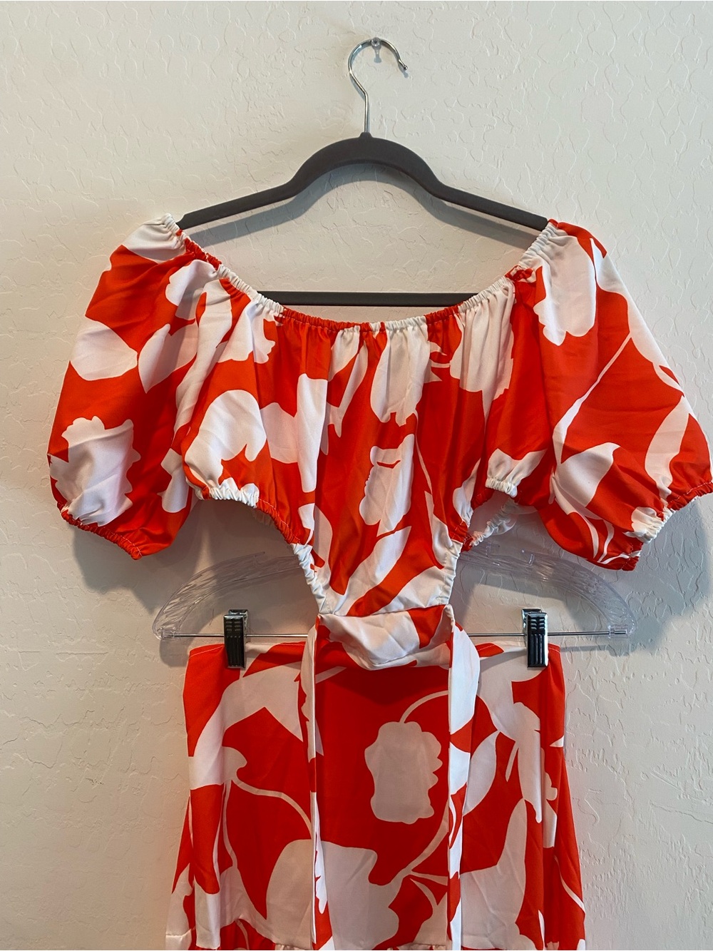 Orange & White Floral Off-Shoulder Maxi Dress - Picture 3 of 8